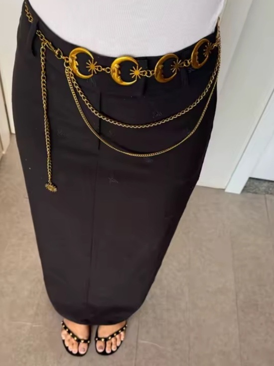 Vintage Gold Crescent Moon & Star Multi-Chain Waist Belt main image 5